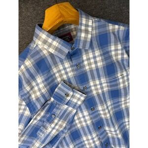 UNTUCKit Fiano Men XL Slim Fit Blue Plaid Long Sleeve Button Down Shirt Academia